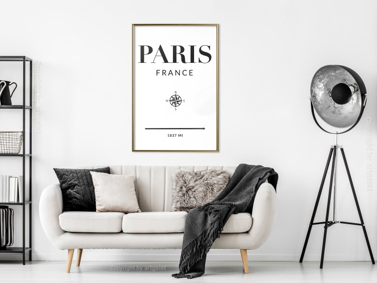 Wall Poster Direction Paris - black English text on white background with compass 129595 additionalImage 5
