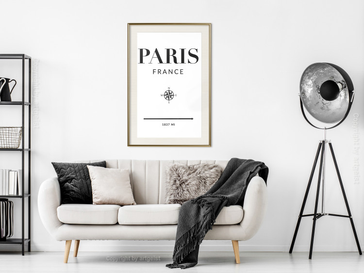 Wall Poster Direction Paris - black English text on white background with compass 129595 additionalImage 22