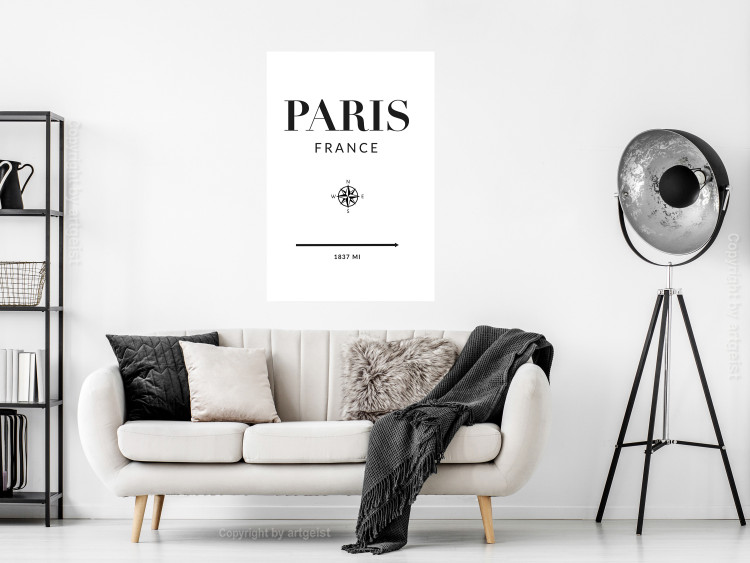 Wall Poster Direction Paris - black English text on white background with compass 129595 additionalImage 5