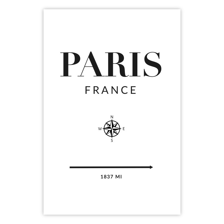 Wall Poster Direction Paris - black English text on white background with compass 129595 additionalImage 19