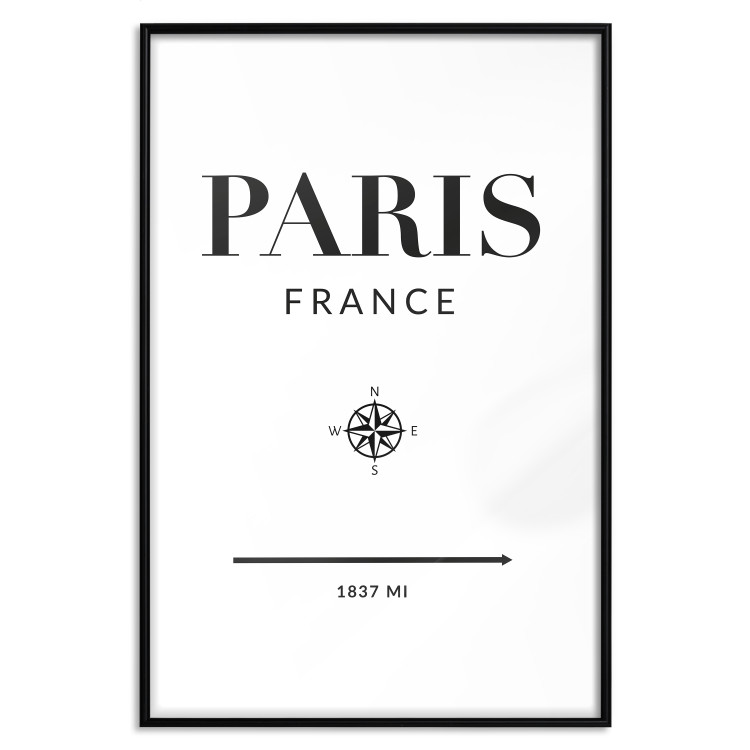 Wall Poster Direction Paris - black English text on white background with compass 129595 additionalImage 18