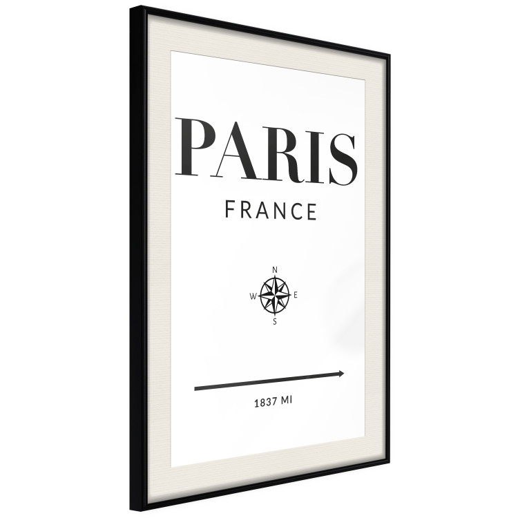 Wall Poster Direction Paris - black English text on white background with compass 129595 additionalImage 2