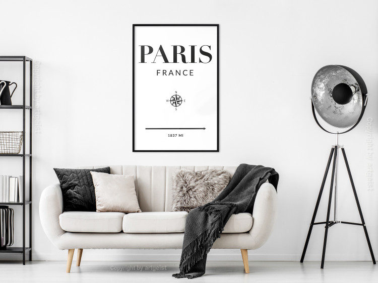 Wall Poster Direction Paris - black English text on white background with compass 129595 additionalImage 6