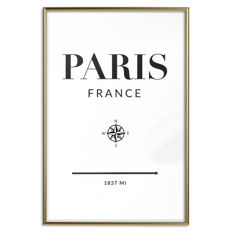 Wall Poster Direction Paris - black English text on white background with compass 129595 additionalImage 14
