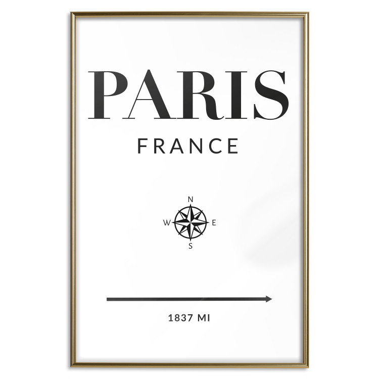 Wall Poster Direction Paris - black English text on white background with compass 129595 additionalImage 21