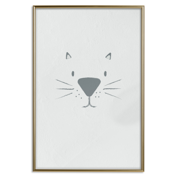 Poster Kitty Face - animal with a funny face on a solid gray background 130695 additionalImage 21