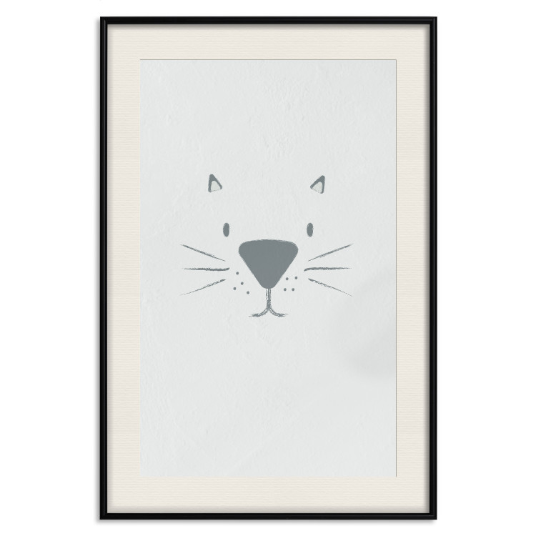 Poster Kitty Face - animal with a funny face on a solid gray background 130695 additionalImage 19