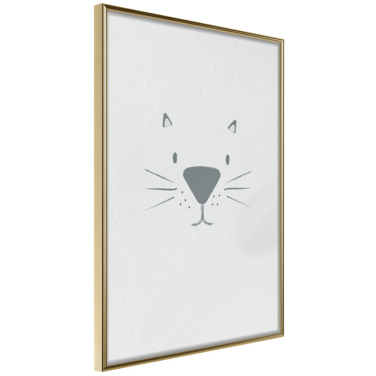 Poster Kitty Face - animal with a funny face on a solid gray background 130695 additionalImage 12