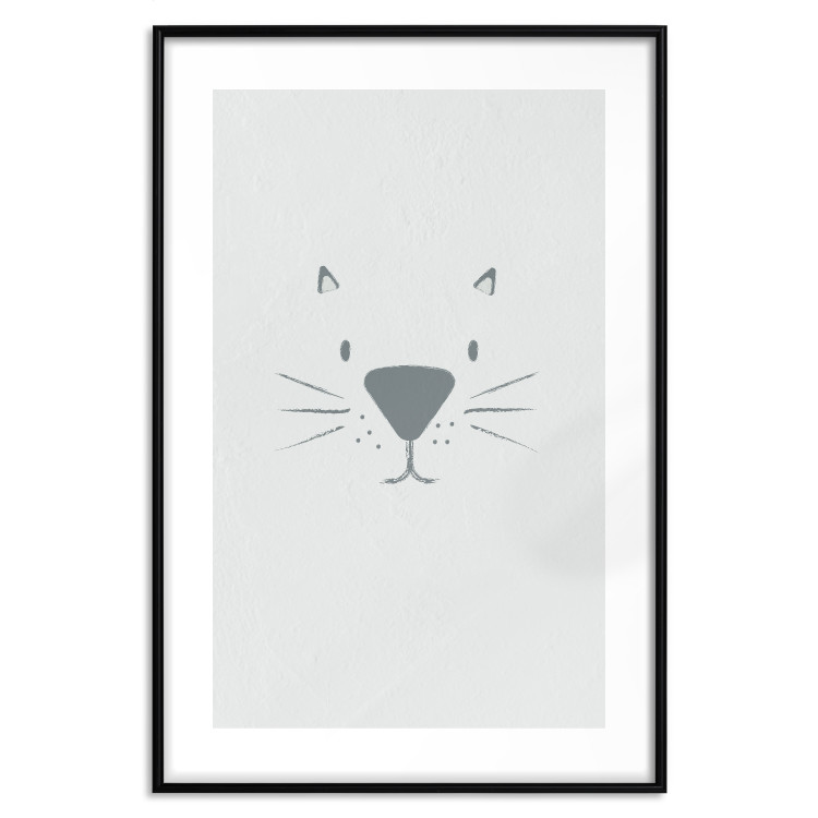 Poster Kitty Face - animal with a funny face on a solid gray background 130695 additionalImage 15