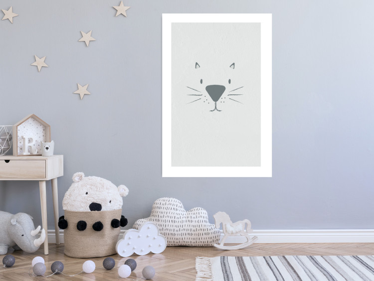 Poster Kitty Face - animal with a funny face on a solid gray background 130695 additionalImage 5