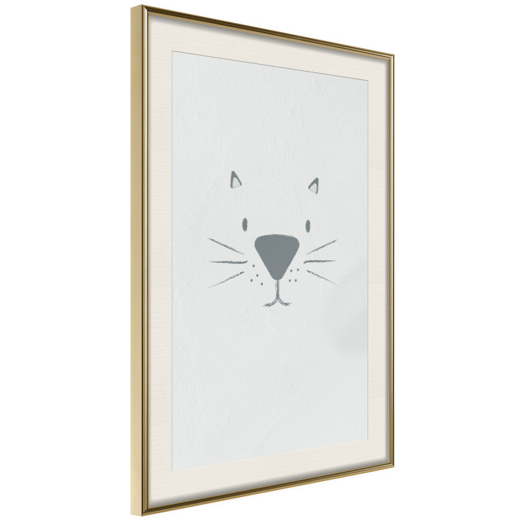 Poster Kitty Face - animal with a funny face on a solid gray background 130695 additionalImage 3