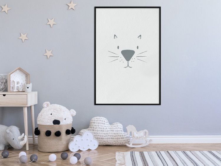 Poster Kitty Face - animal with a funny face on a solid gray background 130695 additionalImage 6