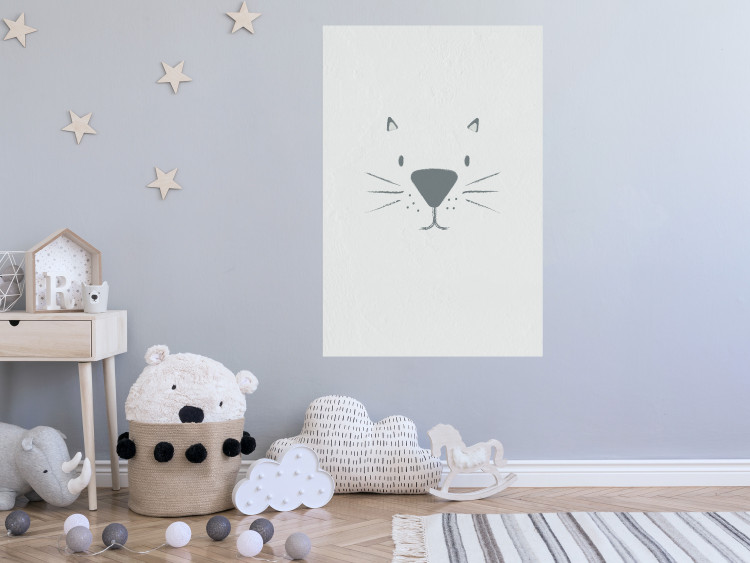 Poster Kitty Face - animal with a funny face on a solid gray background 130695 additionalImage 2