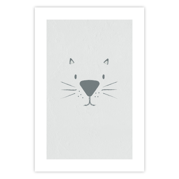 Poster Kitty Face - animal with a funny face on a solid gray background 130695 additionalImage 25