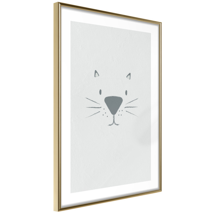 Poster Kitty Face - animal with a funny face on a solid gray background 130695 additionalImage 9