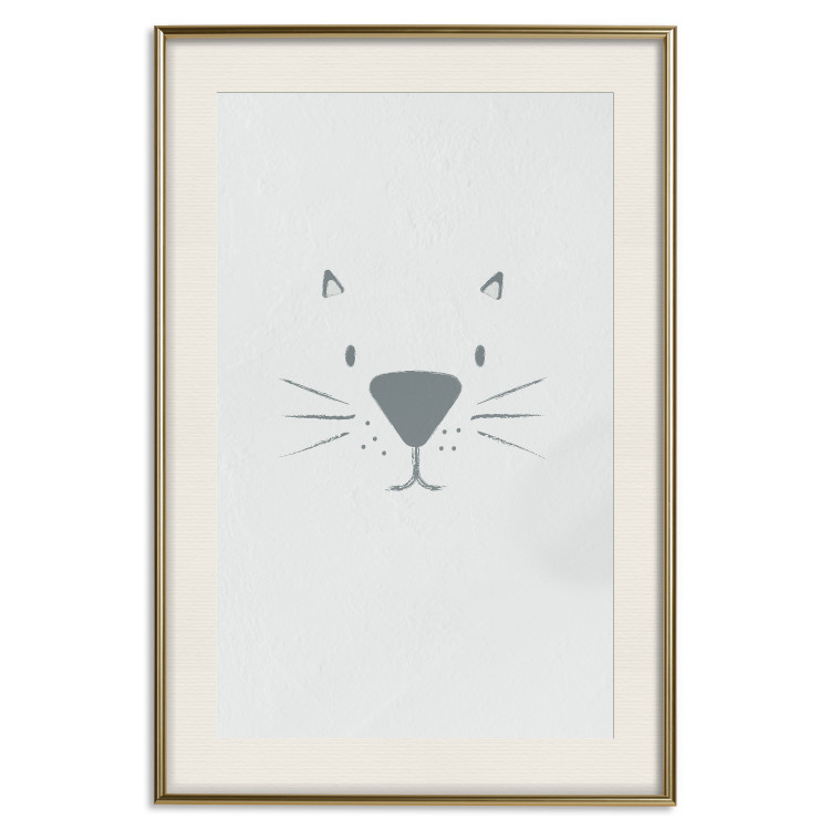 Poster Kitty Face - animal with a funny face on a solid gray background 130695 additionalImage 20