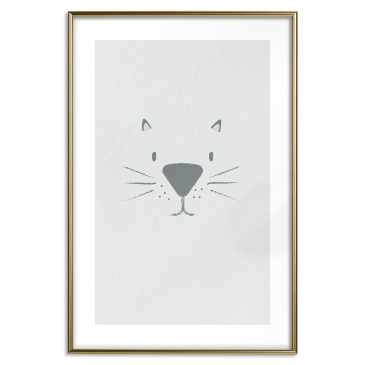 Poster Kitty Face - animal with a funny face on a solid gray background 130695 additionalImage 14