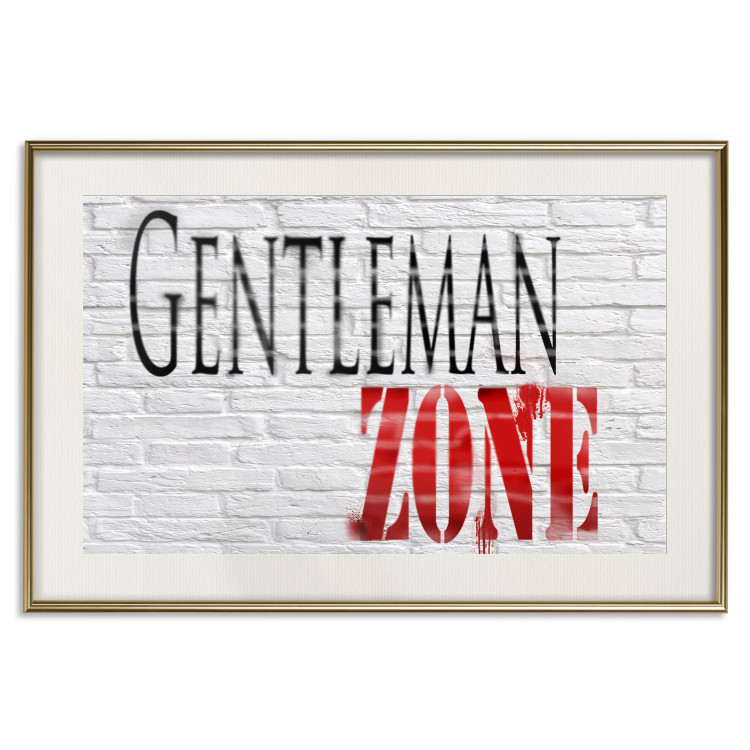 Poster Gentleman Zone - black and red English text on a brick background 130795 additionalImage 20