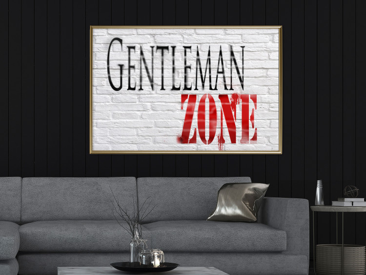 Poster Gentleman Zone - black and red English text on a brick background 130795 additionalImage 5