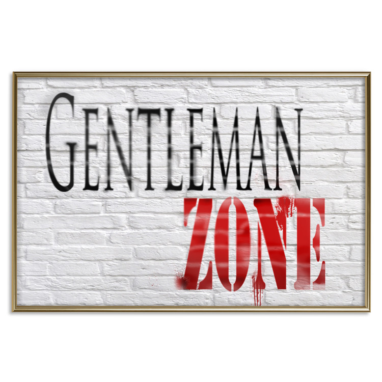 Poster Gentleman Zone - black and red English text on a brick background 130795 additionalImage 21