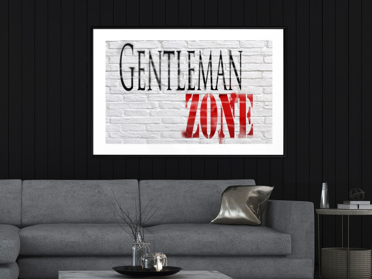 Poster Gentleman Zone - black and red English text on a brick background 130795 additionalImage 23