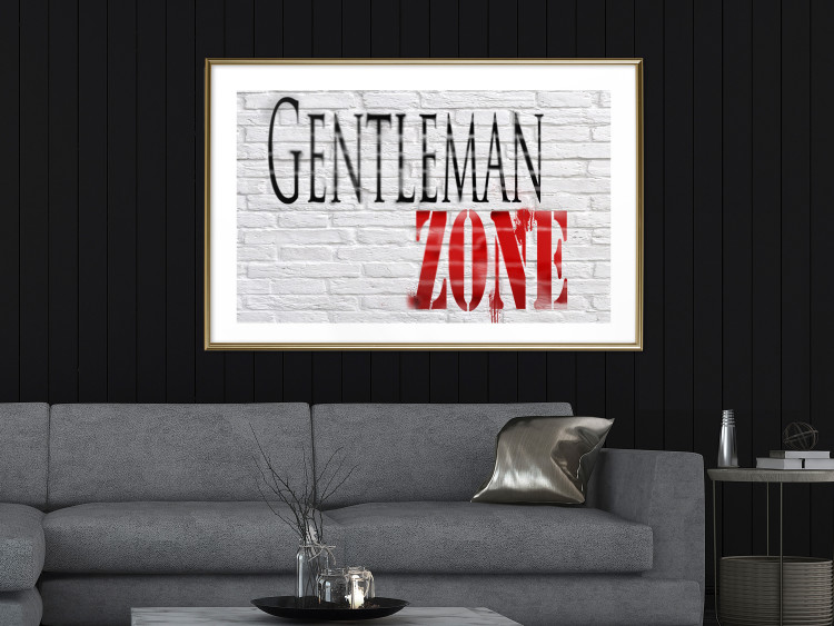Poster Gentleman Zone - black and red English text on a brick background 130795 additionalImage 15