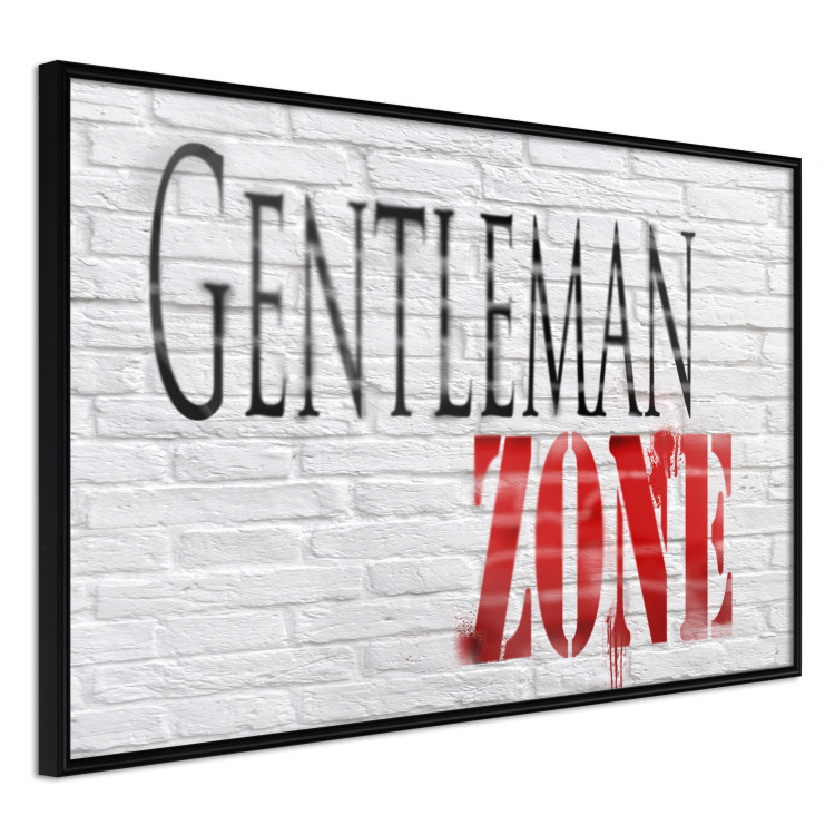 Poster Gentleman Zone - black and red English text on a brick background 130795 additionalImage 13
