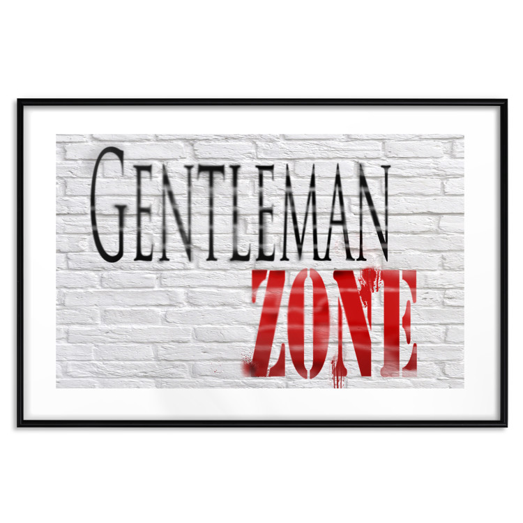 Poster Gentleman Zone - black and red English text on a brick background 130795 additionalImage 16
