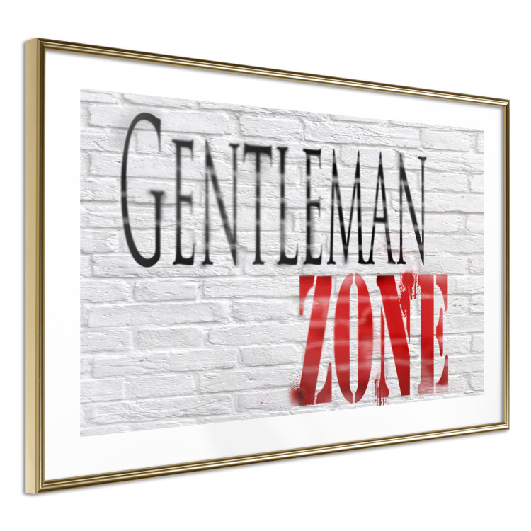 Poster Gentleman Zone - black and red English text on a brick background 130795 additionalImage 9