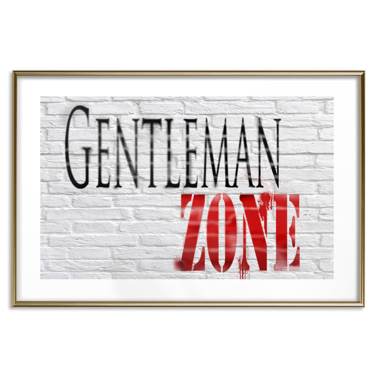 Poster Gentleman Zone - black and red English text on a brick background 130795 additionalImage 14
