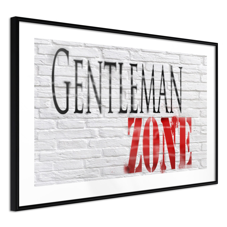 Poster Gentleman Zone - black and red English text on a brick background 130795 additionalImage 8