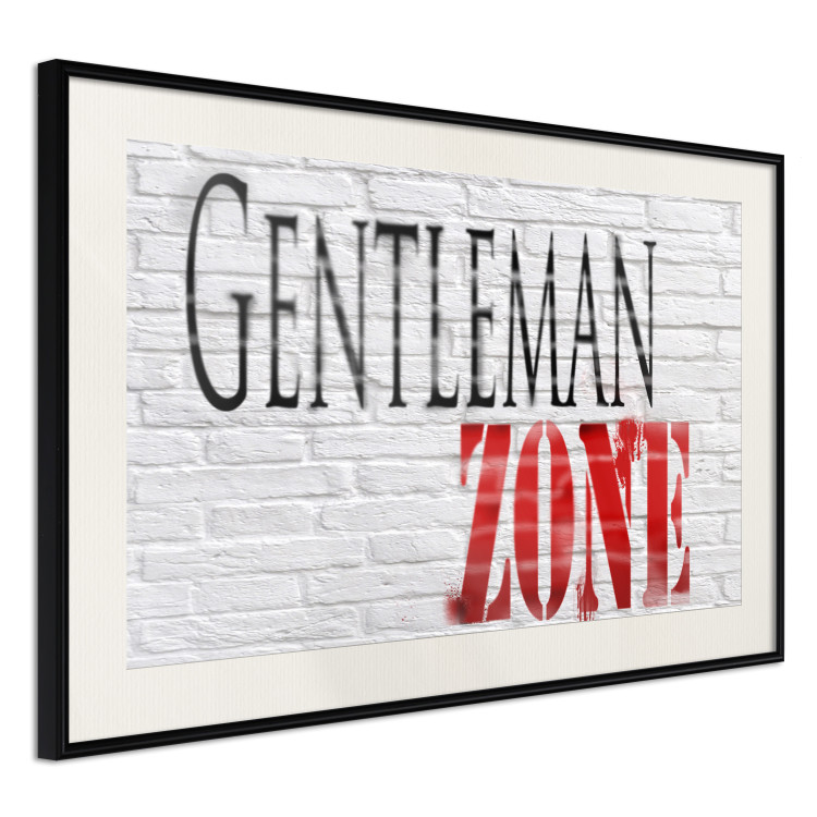 Poster Gentleman Zone - black and red English text on a brick background 130795 additionalImage 2