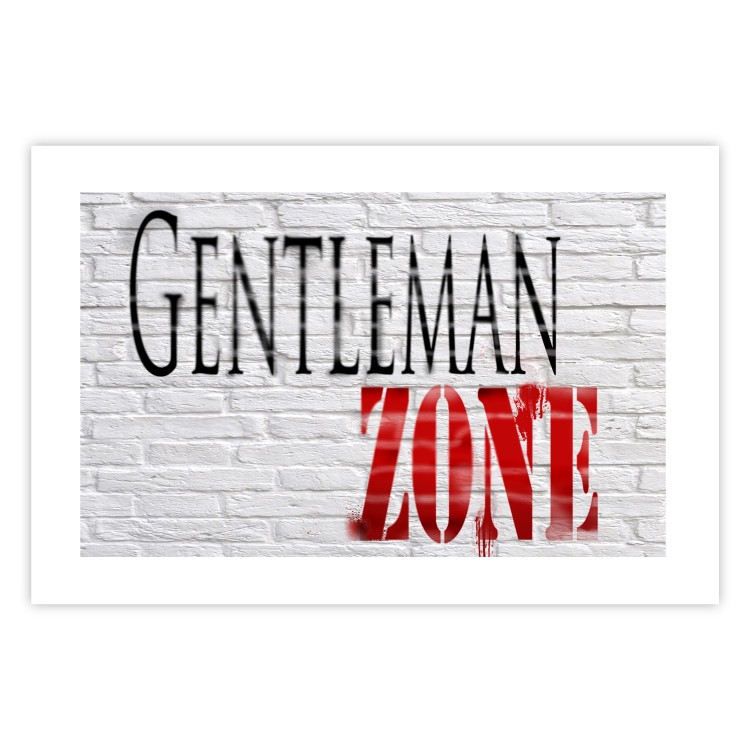 Poster Gentleman Zone - black and red English text on a brick background 130795 additionalImage 25