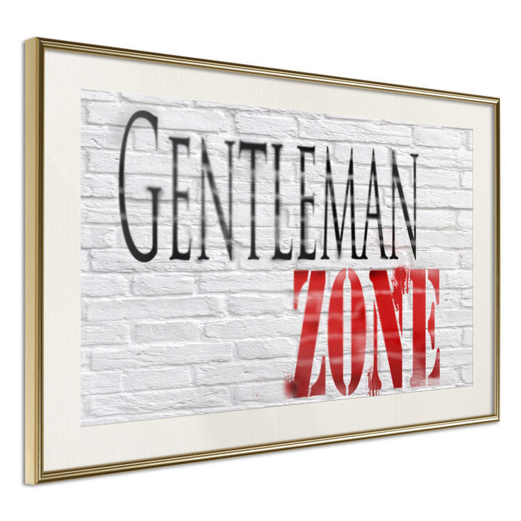 Poster Gentleman Zone - black and red English text on a brick background 130795 additionalImage 3