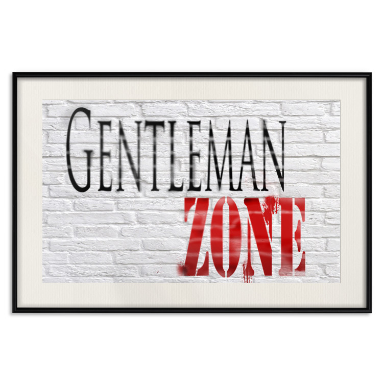 Poster Gentleman Zone - black and red English text on a brick background 130795 additionalImage 19