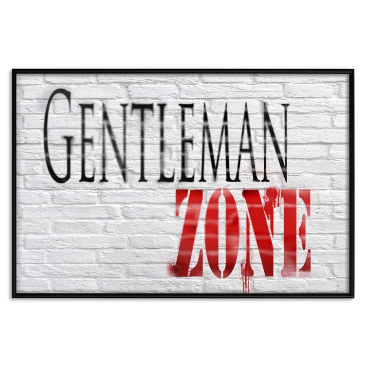 Poster Gentleman Zone - black and red English text on a brick background 130795 additionalImage 17