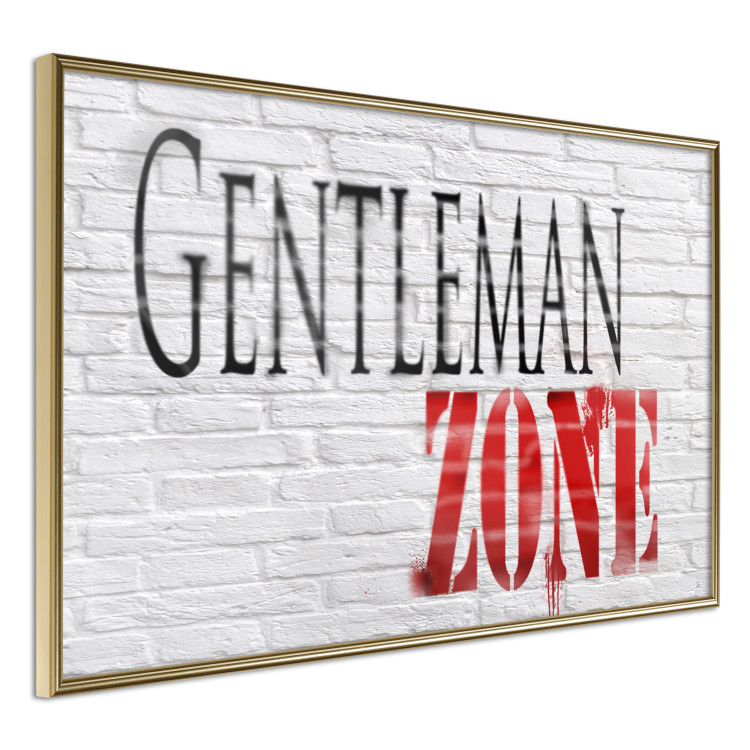 Poster Gentleman Zone - black and red English text on a brick background 130795 additionalImage 12