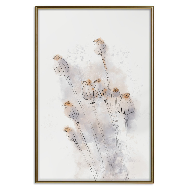 Wall Poster Tranquil Poppies - line art of flowers on a white background in an abstract motif 131995 additionalImage 20