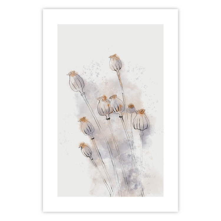 Wall Poster Tranquil Poppies - line art of flowers on a white background in an abstract motif 131995 additionalImage 18