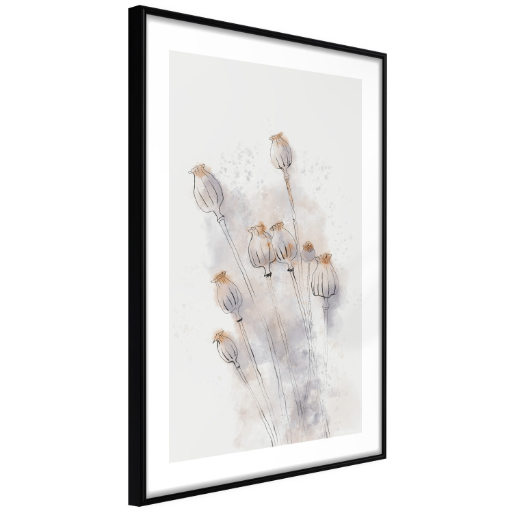 Wall Poster Tranquil Poppies - line art of flowers on a white background in an abstract motif 131995 additionalImage 6