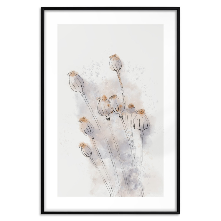 Wall Poster Tranquil Poppies - line art of flowers on a white background in an abstract motif 131995 additionalImage 15