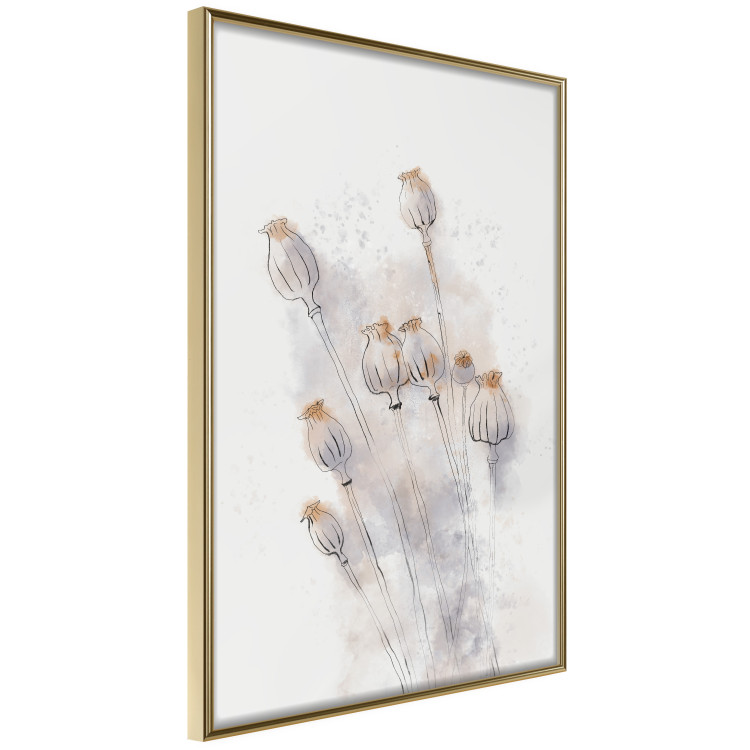 Wall Poster Tranquil Poppies - line art of flowers on a white background in an abstract motif 131995 additionalImage 12