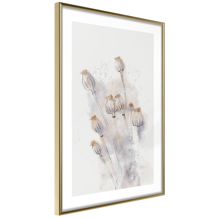 Wall Poster Tranquil Poppies - line art of flowers on a white background in an abstract motif 131995 additionalImage 7