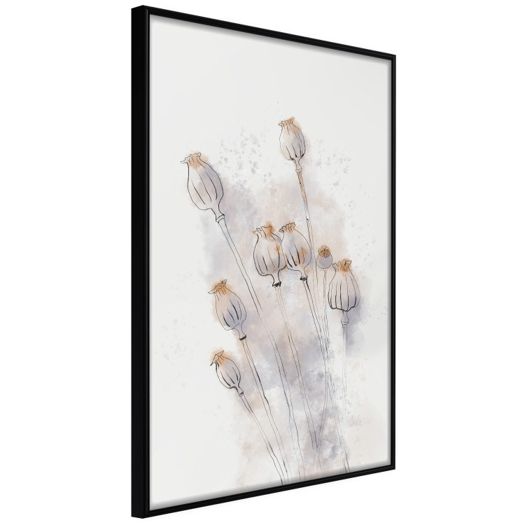 Wall Poster Tranquil Poppies - line art of flowers on a white background in an abstract motif 131995 additionalImage 11