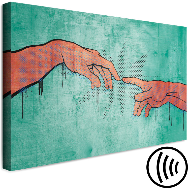 Canvas Art Print Two hands - youth graphic modeled on a religious fresco 132195 additionalImage 6