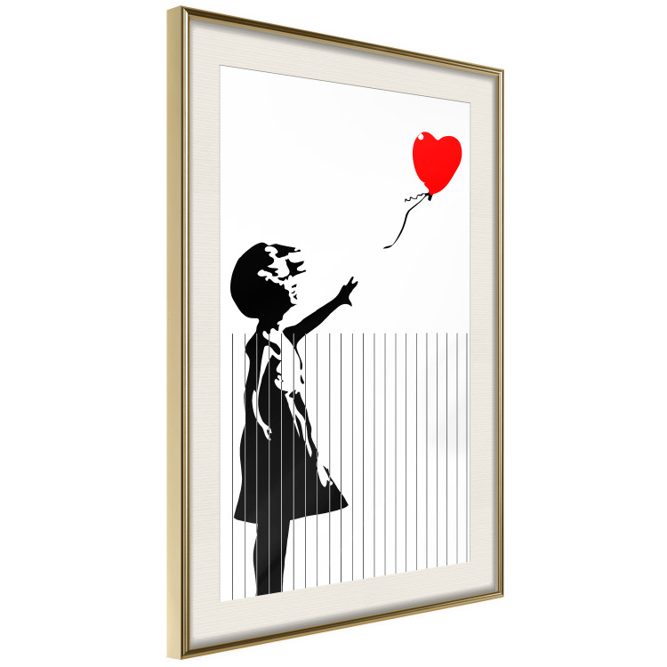 Poster Shredded Banksy - black and white girl releasing a red balloon 132495 additionalImage 2