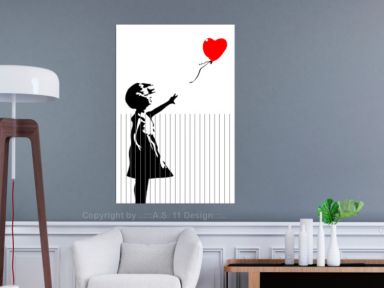 Poster Shredded Banksy - black and white girl releasing a red balloon 132495 additionalImage 23