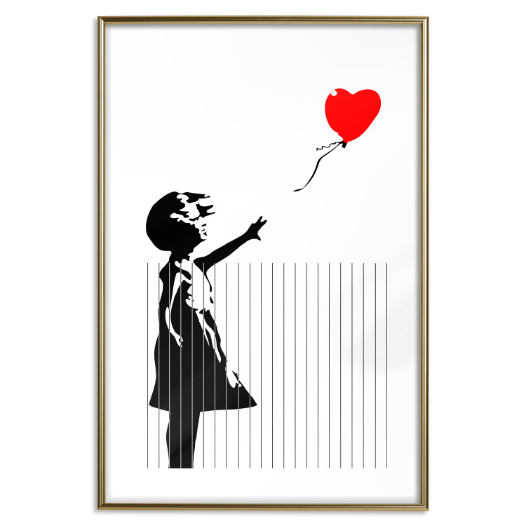 Poster Shredded Banksy - black and white girl releasing a red balloon 132495 additionalImage 16
