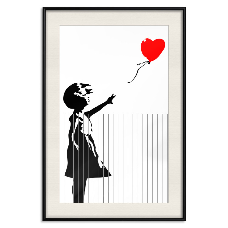 Poster Shredded Banksy - black and white girl releasing a red balloon 132495 additionalImage 18