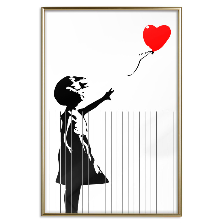 Poster Shredded Banksy - black and white girl releasing a red balloon 132495 additionalImage 16
